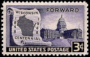 3c Wisconsin Statehood Centennial, 1948 issue