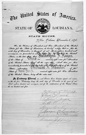 A certificate for the electoral vote for Rutherford B. Hayes and William A. Wheeler for the State of Louisiana dated 1876 part 6
