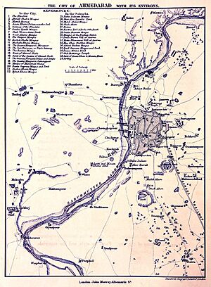 Ahmedabad City and Environ Map 1866