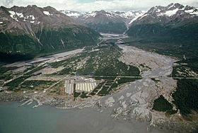 Alaska pipeline route near Valdez River