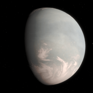 Artist’s impression of a cloud-covered planet inspired by the data of Gliese 832 c