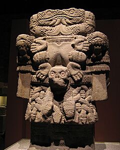Aztec statue of Coatlicue, the earth goddess