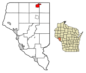 Location of Mondovi in Buffalo County, Wisconsin.