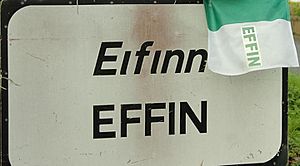 Sign on way into Effin village