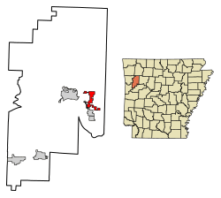 Location of Wiederkehr Village in Franklin County, Arkansas.