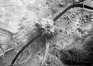Grand Slam bomb exploding near Arnsberg viaduct 1945