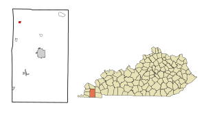 Graves County Kentucky Incorporated and Unincorporated areas Lowes highlighted.svg