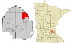 Location of the city of Brooklyn Parkwithin Hennepin County, Minnesota