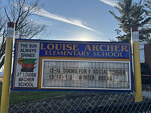 Louise Archer Elementary School sign, Vienna VA, Dec 2022