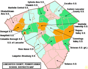 Map of Lancaster County Pennsylvania School Districts
