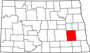 Map of North Dakota highlighting Barnes County