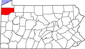 Map of Pennsylvania highlighting Crawford County