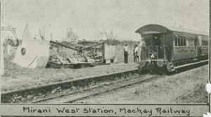 Mirani West Railway Station after the 1918 Mackay cyclone which struck 20–21 January 1918