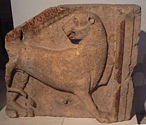 NHMB-Zhaba-mogila-Strelcha-relief-of-lion-polychrome-decoration-5-4-centuryBC