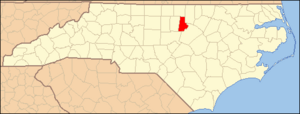 North Carolina Map Highlighting Durham County