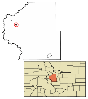 Location of the Town of Fairplay in Park County, Colorado.