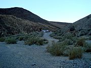 Parking at the main trail head for the Darwin Canyon, Death Valley National Park, California, USA