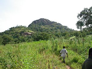 A mountain, Pic de Nahouri, in the region