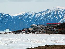 Pond Inlet in mid-June 2005 from Salmon Creek, 3.5 km (2.2 mi) west of the Hamlet