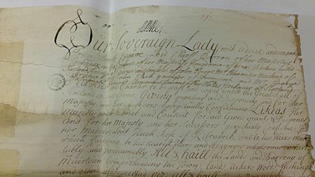 Queen Anne's Signature on Crown Charter for Barony of Muirton (1712)