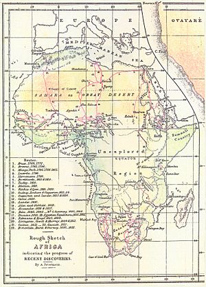 Routes of European explorers in Africa, to 1853