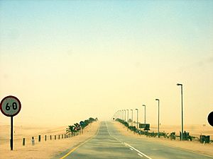 Sandstorm while driving from Swakopmund to Walfish Bay, 2005