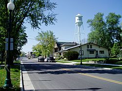 South Whitley, State Street and water tower