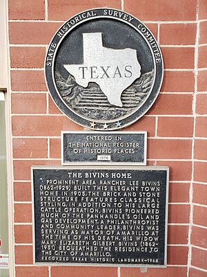 Texas Historical marker for the Bivins Home