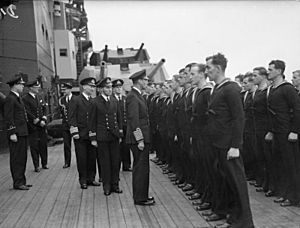 The King Pays 4-day Visit To the Home Fleet. 18 To 21 March 1943, at Scapa Flow, the King, Wearing the Uniform of An Admiral of the Fleet, Paid a 4-day Visit To the Home Fleet. A15117