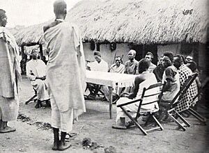 Tribe chief administering justice, Belgian Congo