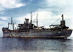 USS Chandeleur (AV-10) at Apia, Samoa, on 20 April 1943 (80-G-K-6985)