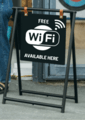 Wifi logo on a sidewalk Sign