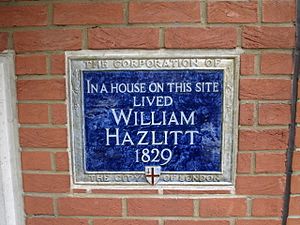 William Hazlitt plaque