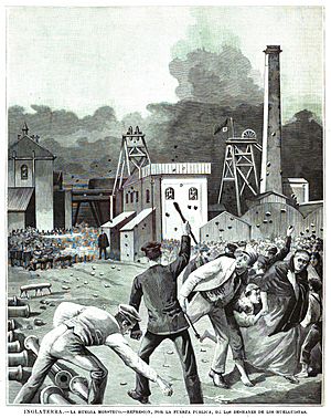 1893-09-22, La Ilustración Española y Americana, Inglaterra, La huelga monstruo, Represión, por la fuerza pública, de los desmanes de los huelguistas