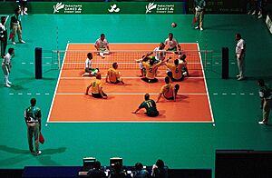 221000 - Sitting volleyball Australia vs Libya action - 3b - 2000 Sydney match photo