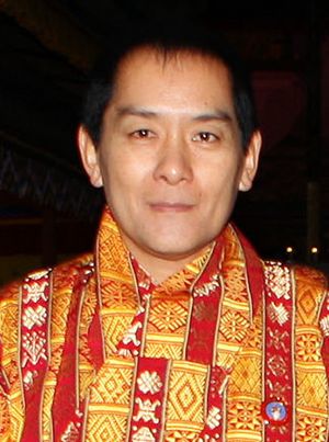 4th King of Bhutan, HM Jigme Singye Wangchuck at a Royal Banquet, at the Taschichhodzong, in Thimphu, Bhutan.jpg