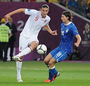 Andy Carroll and Riccardo Montolivo England-Italy Euro 2012