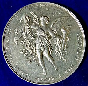 Austria Silver Medal 1881 Wedding of Crown Prince Rudolf & Stephanie of Belgium, reverse