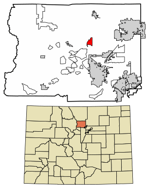 Location of the Altona CDP in Boulder County, Colorado