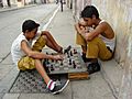 Children Playing Chess on the Street - Santiago de Cuba - Cuba