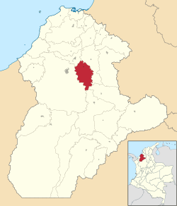 Location of the municipality and town of San Carlos, Córdoba in the Córdoba Department of Colombia.