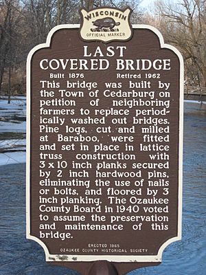 Covered Bridge, Cedarburg, Wisconsin - sign