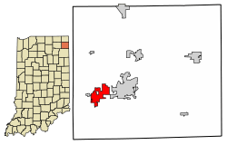 Location of Garrett in DeKalb County, Indiana.