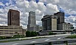 Downtown skyline as seen from Ohio & Erie Canalway at Martin Luther King Boulevard, Akron, Ohio - 20200530.jpg