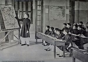 Geography class in colonial school Hanoi