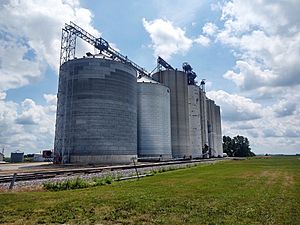 Grain bins in Pioneer, Iowa