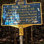 Hadley Mountain Fire Tower plaque