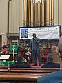 Jamaal Bowman speaks during Black History Month at Messiah Baptist Church in New York