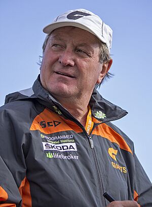 Kevin Sheedy signing autographs at Robertson Oval
