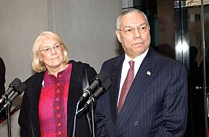 Laila Freivalds and Colin Powell